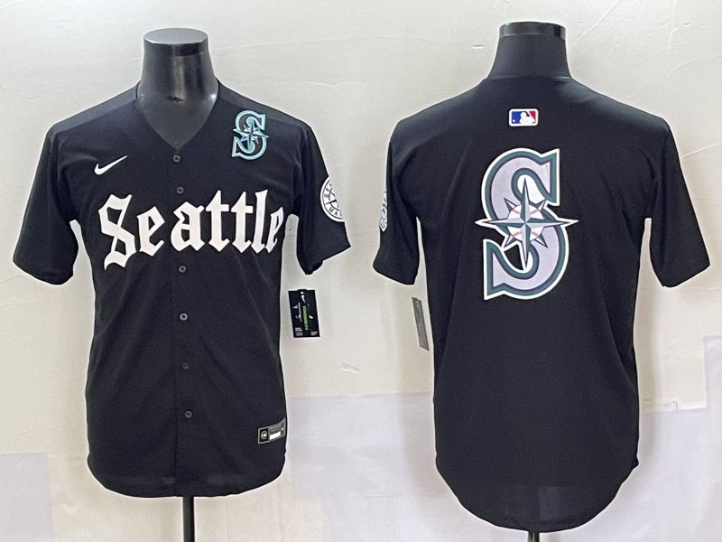 Men 2025 Seattle Mariners Blank black Five generations Joint Name Nike MLB Jersey style 12->seattle mariners->MLB Jersey